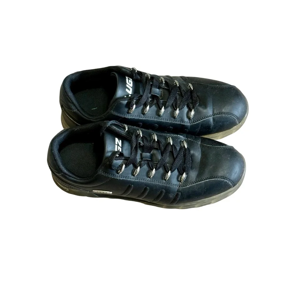 Lugz Mens Black Low Top Sneakers‎ Translucent Lug Sole Silver Hardware Shoes
